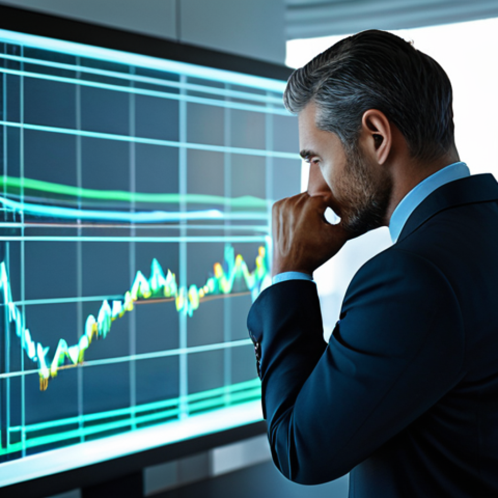 A focused professional policy analyst in a modest business suit, observing a large, dynamic data visualization on a transparent holographic display in a high-tech modern office. The display shows intricate charts and predictive models, glowing with soft blue and green light, reflecting innovation and strategic insights. The analyst has a contemplative and intelligent expression. Fully clothed, appropriate attire, safe for work, professional, perfect anatomy, correct proportions, natural pose, well-formed hands, proper finger count, natural body proportions, professional photography, cinematic lighting, high resolution, ultra detail.