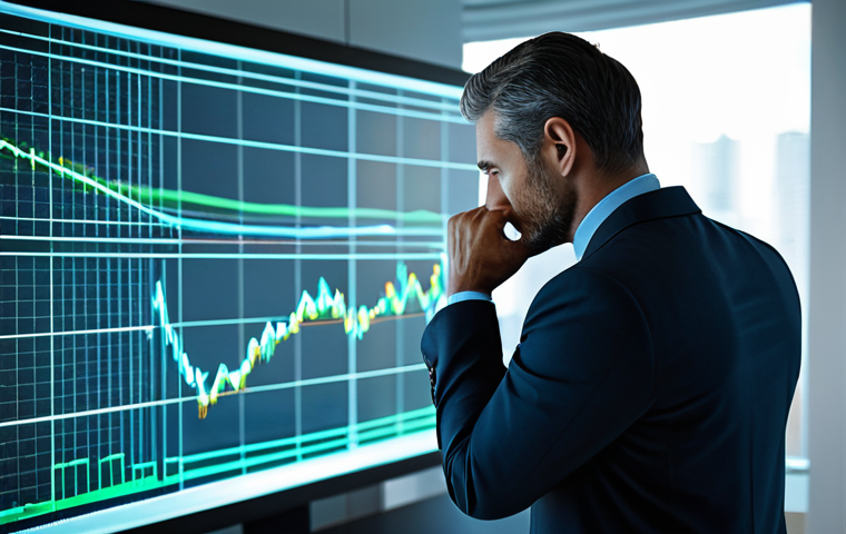 A focused professional policy analyst in a modest business suit, observing a large, dynamic data visualization on a transparent holographic display in a high-tech modern office. The display shows intricate charts and predictive models, glowing with soft blue and green light, reflecting innovation and strategic insights. The analyst has a contemplative and intelligent expression. Fully clothed, appropriate attire, safe for work, professional, perfect anatomy, correct proportions, natural pose, well-formed hands, proper finger count, natural body proportions, professional photography, cinematic lighting, high resolution, ultra detail.