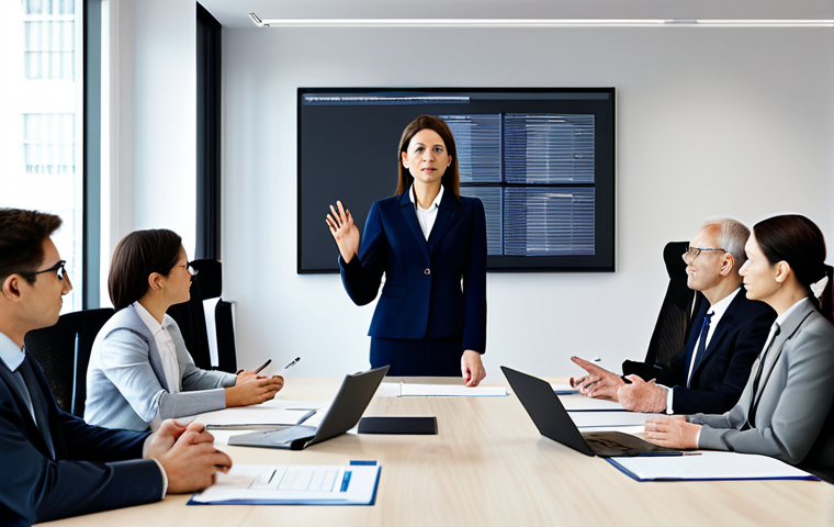 정책분석사와 효과적인 커뮤니케이션 사례 - **Image Prompt:** "A professional female political analyst in a modern office setting, presenting a ...